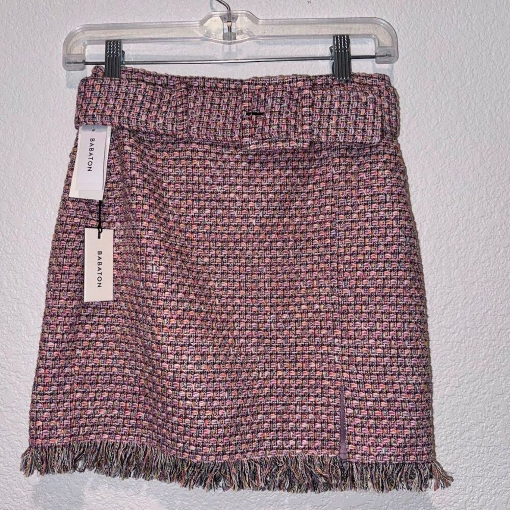 NWT Babaton Aritzia Pristina Pink Rainbow Tweed Skirt Size 2